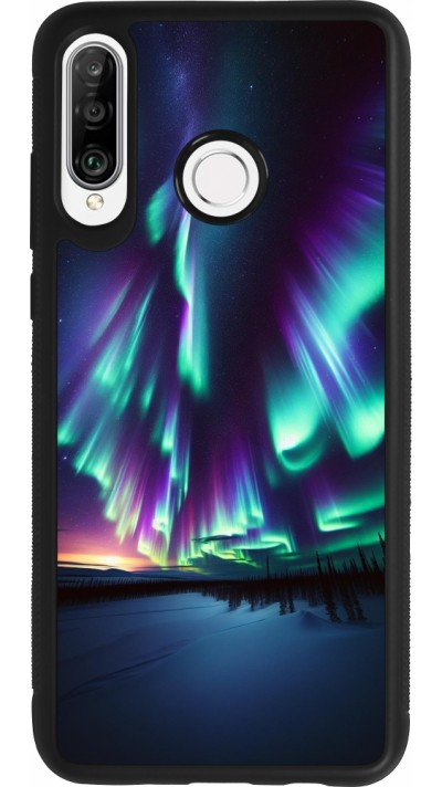 Huawei P30 Lite Case Hülle - Silikon schwarz Funkelndes Nordlicht
