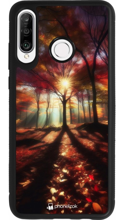 Huawei P30 Lite Case Hülle - Silikon schwarz Herbstlicher goldener Glanz