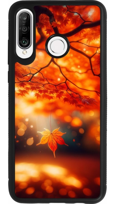 Huawei P30 Lite Case Hülle - Silikon schwarz Herbst Magisch Orange