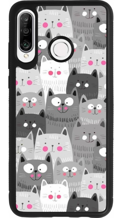 Huawei P30 Lite Case Hülle - Silikon schwarz Katzenschwärme