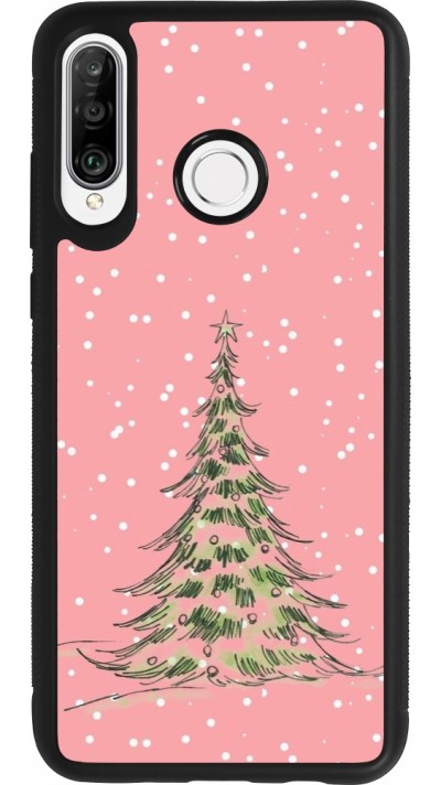 Coque Huawei P30 Lite - Silicone rigide noir Christmas 25 Pink Tree