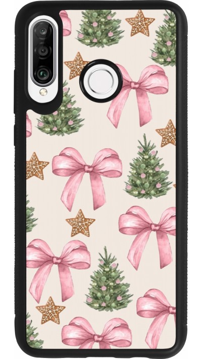 Coque Huawei P30 Lite - Silicone rigide noir Christmas 25 Vintage Ribbons