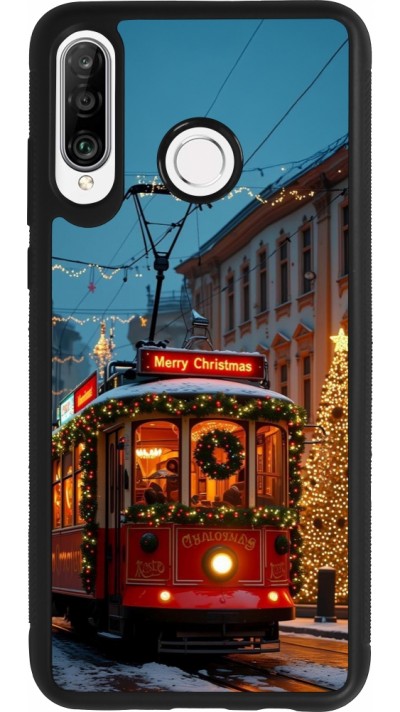 Coque Huawei P30 Lite - Silicone rigide noir Christmas 25 Xmas Train