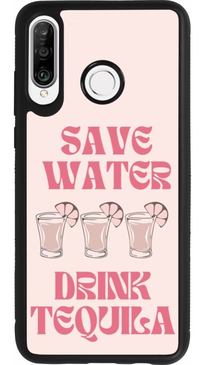 Coque Huawei P30 Lite - Silicone rigide noir Cocktail Save Water Drink Tequila