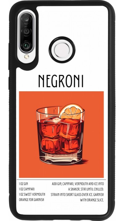 Coque Huawei P30 Lite - Silicone rigide noir Cocktail recette Negroni