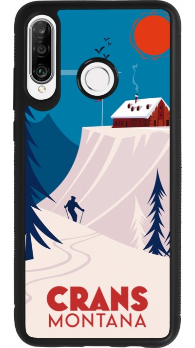Coque Huawei P30 Lite - Silicone rigide noir Crans-Montana Cabane