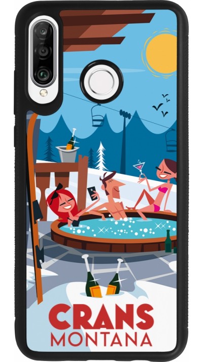 Coque Huawei P30 Lite - Silicone rigide noir Crans-Montana Mountain Jacuzzi