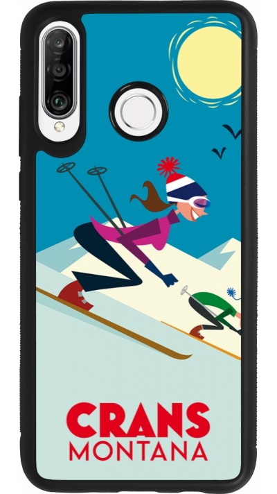 Coque Huawei P30 Lite - Silicone rigide noir Crans-Montana Ski Downhill