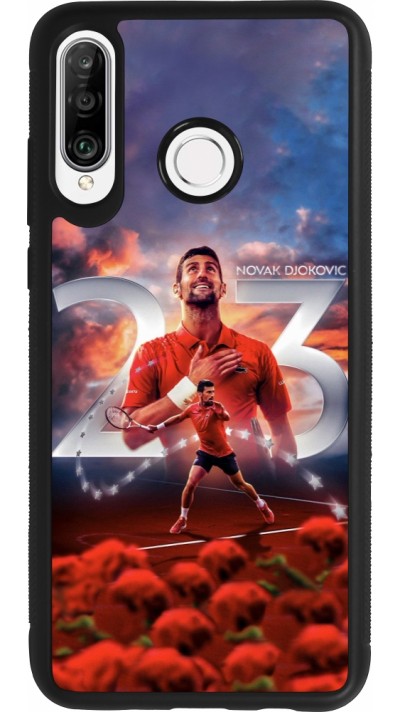 Coque Huawei P30 Lite - Silicone rigide noir Djokovic 23 Grand Slam
