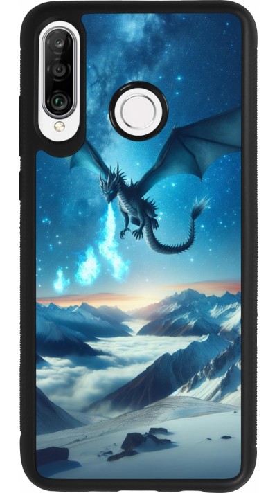 Coque Huawei P30 Lite - Silicone rigide noir Dragon nocturne montagne