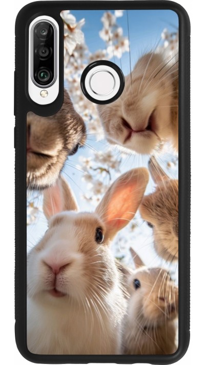 Coque Huawei P30 Lite - Silicone rigide noir Easter 2026 Rabbits