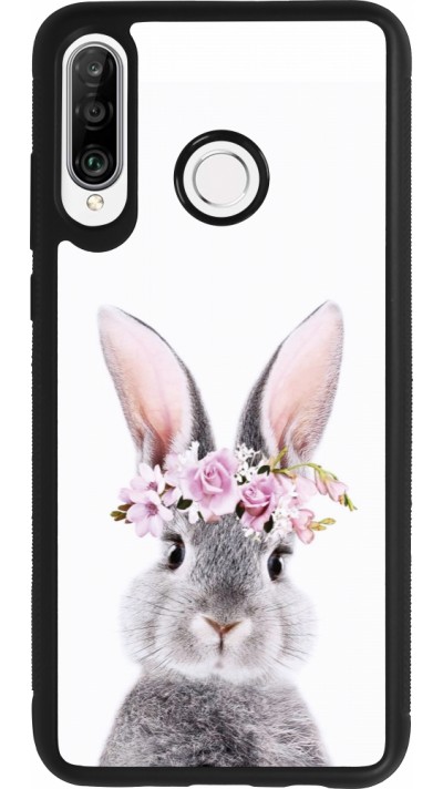 Coque Huawei P30 Lite - Silicone rigide noir Easter 2023 flower bunny