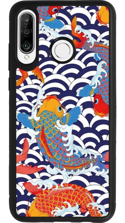 Coque Huawei P30 Lite - Silicone rigide noir Easter 2023 japanese fish