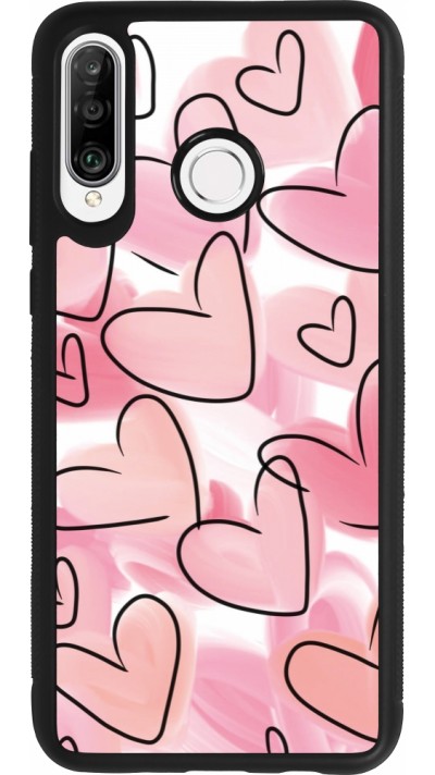 Coque Huawei P30 Lite - Silicone rigide noir Easter 2023 pink hearts