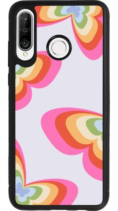 Coque Huawei P30 Lite - Silicone rigide noir Easter 2024 rainbow butterflies