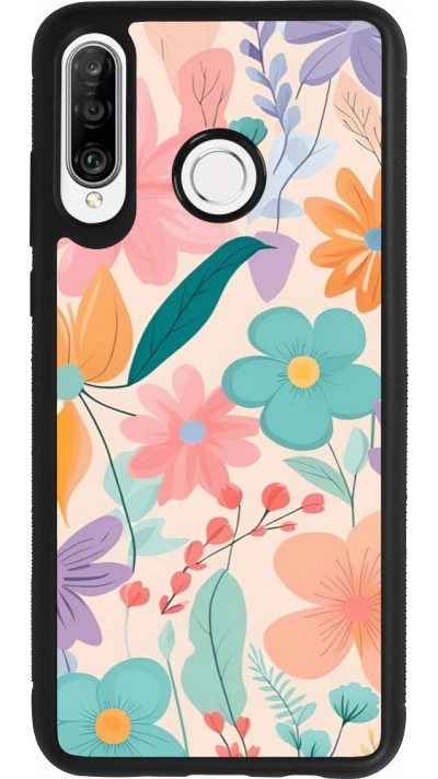 Coque Huawei P30 Lite - Silicone rigide noir Easter 2024 spring flowers