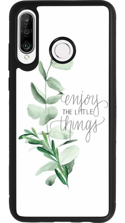 Coque Huawei P30 Lite - Silicone rigide noir Enjoy the little things