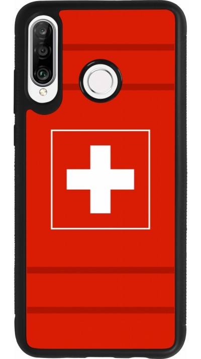 Coque Huawei P30 Lite - Silicone rigide noir Euro 2020 Switzerland