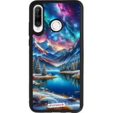 Coque Huawei P30 Lite - Silicone rigide noir Fantasy Mountain Lake Sky Stars
