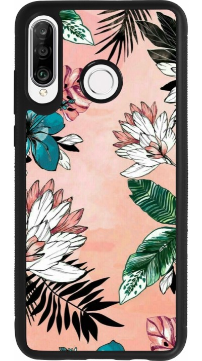 Huawei P30 Lite Case Hülle - Silikon schwarz Flowers Artprint