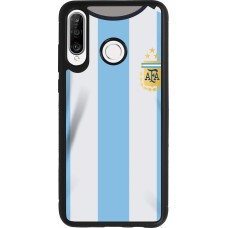 Coque Huawei P30 Lite - Silicone rigide noir Maillot de football Argentine 2022 personnalisable