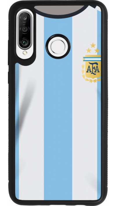 Coque Huawei P30 Lite - Silicone rigide noir Maillot de football Argentine 2022 personnalisable