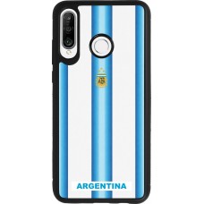 Coque Huawei P30 Lite - Silicone rigide noir Maillot de football Argentine 2026 personnalisable