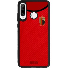 Coque Huawei P30 Lite - Silicone rigide noir Maillot de football Belgique 2022 personnalisable