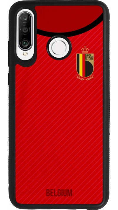 Coque Huawei P30 Lite - Silicone rigide noir Maillot de football Belgique 2022 personnalisable
