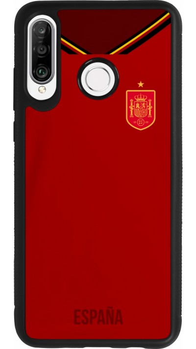 Coque Huawei P30 Lite - Silicone rigide noir Maillot de football Espagne 2022 personnalisable