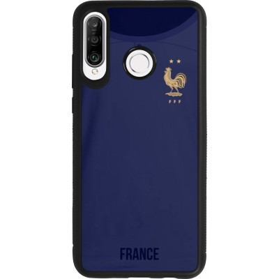Coque Huawei P30 Lite - Silicone rigide noir Maillot de football France 2022 personnalisable