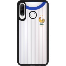 Coque Huawei P30 Lite - Silicone rigide noir Maillot de football France Extérieur personnalisable
