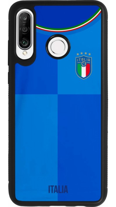 Coque Huawei P30 Lite - Silicone rigide noir Maillot de football Italie 2022 personnalisable