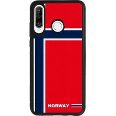 Coque Huawei P30 Lite - Silicone rigide noir Maillot de football Norvège 2026 personnalisable