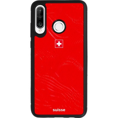 Coque Huawei P30 Lite - Silicone rigide noir Maillot de football Suisse 2026 personnalisable