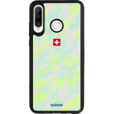 Huawei P30 Lite Case Hülle - Silikon schwarz Schweiz Away 2026 personalisierbares Fussballtrikot