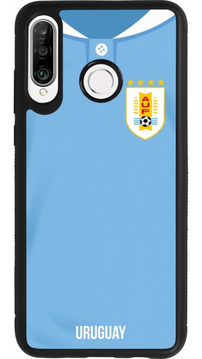 Coque Huawei P30 Lite - Silicone rigide noir Maillot de football Uruguay 2022 personnalisable