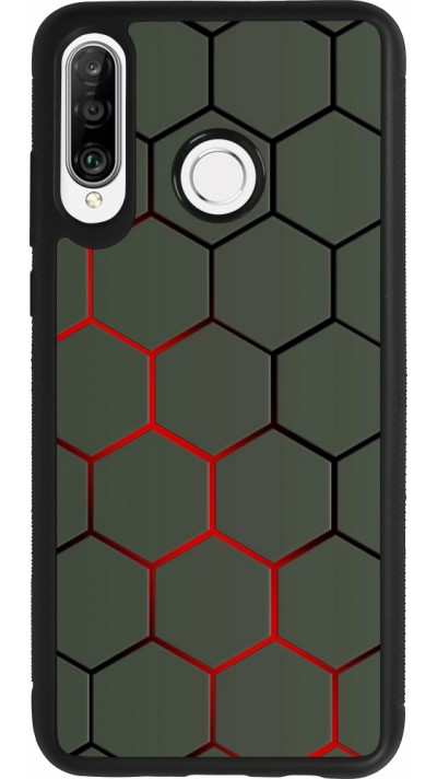 Huawei P30 Lite Case Hülle - Silikon schwarz Geometric Line red