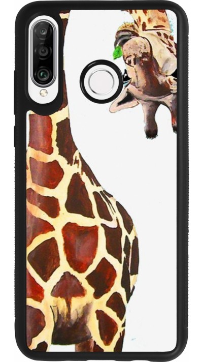 Huawei P30 Lite Case Hülle - Silikon schwarz Giraffe Fit