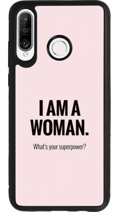 Huawei P30 Lite Case Hülle - Silikon schwarz I am a woman