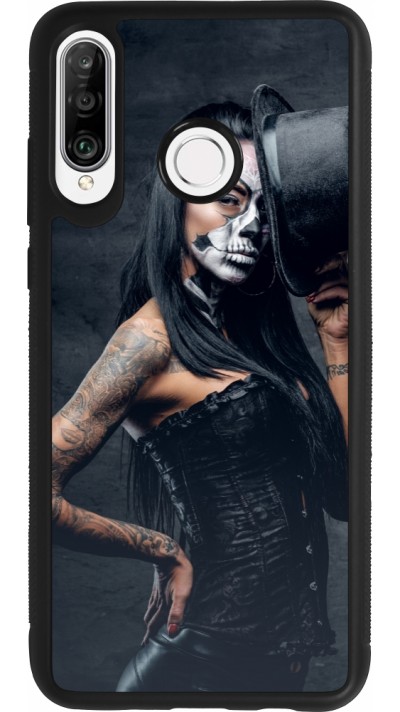 Huawei P30 Lite Case Hülle - Silikon schwarz Halloween 22 Tattooed Girl