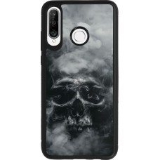 Coque Huawei P30 Lite - Silicone rigide noir Halloween 2024 smoky skull
