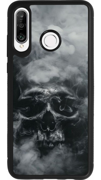 Huawei P30 Lite Case Hülle - Silikon schwarz Halloween 2024 smoky skull