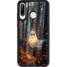 Coque Huawei P30 Lite - Silicone rigide noir Halloween 2025 Ghost in the forest