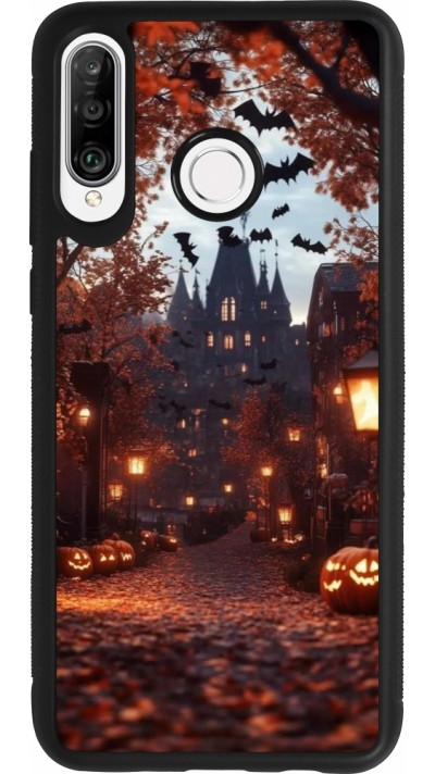 Huawei P30 Lite Case Hülle - Silikon schwarz Halloween 2025 Haunted house