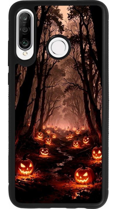 Huawei P30 Lite Case Hülle - Silikon schwarz Halloween 2025 Road of Terrifying Pumpkins