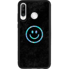 Coque Huawei P30 Lite - Silicone rigide noir Happy smiely irisé