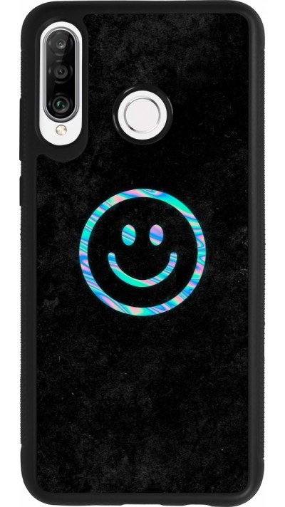 Huawei P30 Lite Case Hülle - Silikon schwarz Happy smiley irisirt