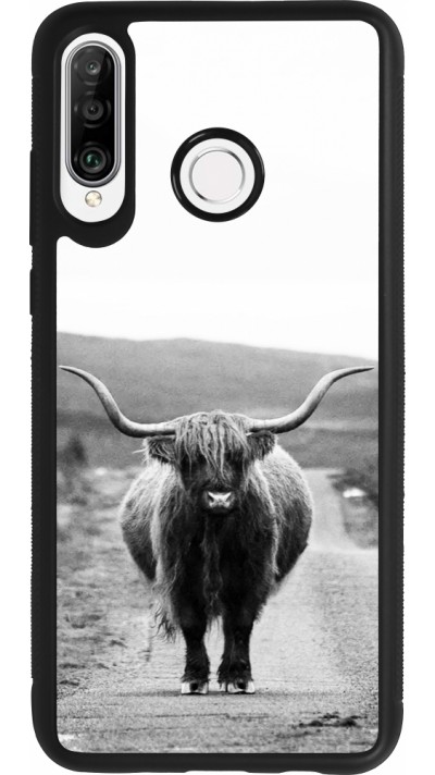 Huawei P30 Lite Case Hülle - Silikon schwarz Highland cattle
