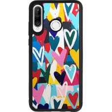 Huawei P30 Lite Case Hülle - Silikon schwarz Joyful Hearts